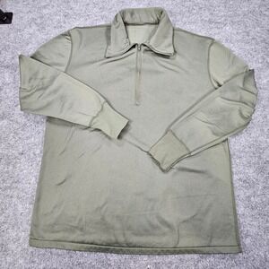 US Military Issue Olive Drab Fleece Lined 1/4 Zip Thermal Shirt Mens OD Green